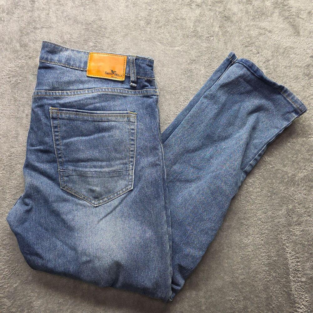 South Wills Jeans Mens 36x30 Blue Medium Wash Regular Straight Leg Casual Denim